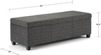 SIMPLIHOME Avalon 48 inch Wide Contemporary Rectangle Storage Ottoman Bench in Dark Grey Tweed Look Fabric, Assembled, For the Living Room, Entryway and Family Room