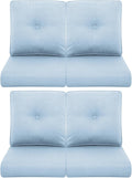 Patio Chair Cushions 4 Packs - Outside High Back Thick Water-Resistant Cushion 22x24 with Zipper Cover for Outdoor Glider Rocking Chairs Loveseat Couch – Baby Blue/Buckle