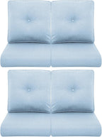Patio Chair Cushions 4 Packs - Outside High Back Thick Water-Resistant Cushion 22x24 with Zipper Cover for Outdoor Glider Rocking Chairs Loveseat Couch – Baby Blue/Buckle