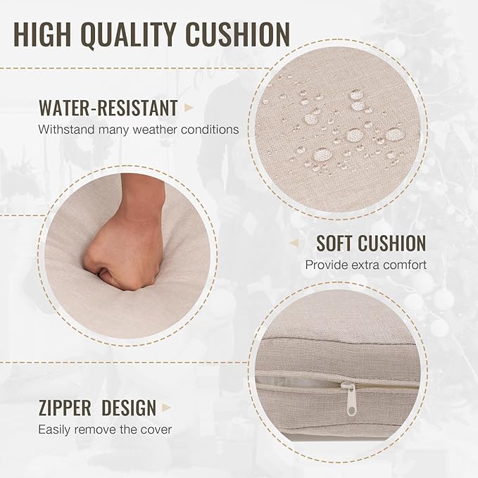 SUNSITT Contemporary Outdoor Dining Chairs Set of 2, Metal Patio Dining Chairs with Weather-Resistant Cushions, Woven Rope Chairs in Champagne