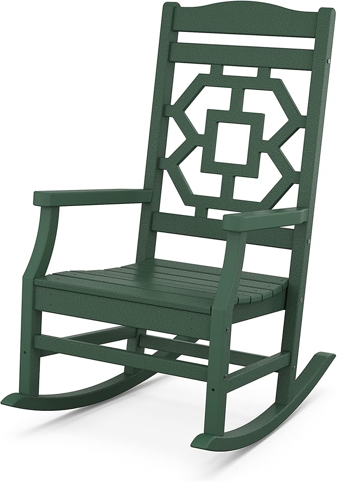 Martha Stewart by POLYWOOD® Chinoiserie 3-Piece Rocking Chair Set in Green