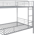 Merax Full Over Full Metal Bunk Bed with Ladder and high Guardrail, Able to Split, Storage Space, No Box Spring Needed, Noise Free, Silver