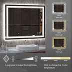 LED Bathroom Mirror, 40x32 Inch Gradient Front and Backlight Bathroom Vanity Mirror, 3 Colors Dimmable CRI>90 Double Lights, IP54 Enhanced Anti-Fog, Hanging Plates Wall Mount LED Mirror