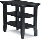 SIMPLIHOME Acadian 14-inch Wide Solid Wood Narrow End Table in Black, Transitional-Style Side Table for Living Room, Bedroom, or Family Room with 2 Open Shelves