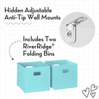 RiverRidge Kids Bookrack with Three Cubbies and 2 Aqua Bins