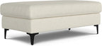 SIMPLIHOME Ava Large Rectangular Ottoman in 100% Recycled Polyester Tightly Woven Performance Fabric, Cream, 48-inches Wide, Multipurpose Table or Footrest Ottoman, Assembled, For Living Room