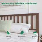 DELAVIN King Size Bed Frame and Headboard, Mid Century Modern Platform Bed, Malaysian Oak Bed with 12 Slats Support,Solid Wood Function, No Box Spring Needed, Easy Assembly, King, Antique Espresso