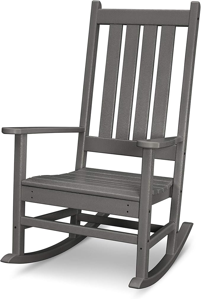 POLYWOOD Vineyard Porch Rocking Chair - Slate Grey - Heavy Duty HDPE Outdoor Rocker for Patio, Deck & Front Porch - Classic American Made Furniture