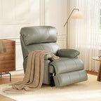 COLAMY Triple Motors Power Recliner Chair with Power Headrest & Lumbar Support Independent Adjustment for Living Room, Leather Electric Recliner Sofa Chair, Gray