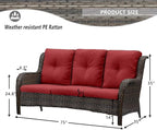 HUMMUH 5 Pieces Patio Furniture Set Wicker Outdoor Sectional Sofa with Swivel Rocking Chairs,Patio Ottomans