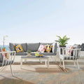 Modway Riverside Outdoor Furniture, 5-Piece Set, White Gray