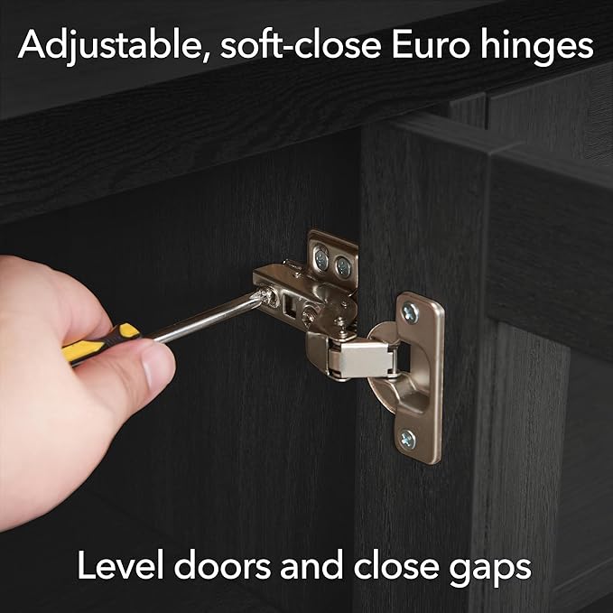 Henn&Hart 28" Fluted Wooden Accent Cabinet, Modern Ribbed Sideboard Buffet Cabinet with 2 Doors and an Adjustable Shelf for Living Room, Dining Room, Bedroom or Entryway, Black Grain