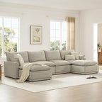 CHITA 147" Oversized Cloud Couch, Modern Modular Sectional Sofa Set for Living Room, 6 Seater U Shaped Sectional Couch, Taupe
