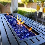 Sophia & William Patio Furniture Sets with 45" Gas Fire Pit Table Outdoor Metal Conversation Sets for 5, 2 x Swivel Cushioned Patio Sofa Chairs, 1 x 3-Seat Sofa 4 Pieces for Lawn Backyard Blue