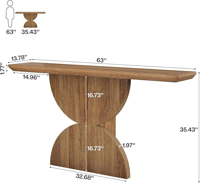 Tribesigns 63-Inch Console Table for Entryway, Narrow Entryway Table with Unique Sturdy Base, Farmhouse Furniture Behind The Couch for Living Room, Hallway, Entrance, Foyer (Natural)