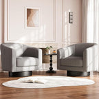 360° Swivel Accent Chairs Set of 2, Modern Bucket Chair, Corduroy Barrel Armchair, Comfy Boucle Chair, Single Sofa for Living Room Bedroom. Dark Grey