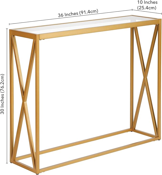 Arlo 36'' Wide Rectangular Console Table in Brass