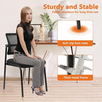 CLATINA Stacking Armless Office Waiting Room Chair with Adjustable Backrest, Mesh Stackable Guest Reception Desk Chairs with Ergonomic Lumbar Support for Home Conference Lobby Side School, Black, 4PK