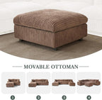 Modular Sectional Sofa, L Shaped Sofa with Chaise Ottoman, Deep Seat Cloud Sectional Couch, Couch Cushion Covers Removable, Comfy Modular Sofas for Living Room, Office, Apartment, Brown