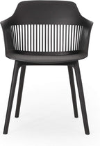 Christopher Knight Home Requeta Outdoor Dining Sets, Black + Teak