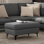 SIMPLIHOME Ava Ottoman in 100% Recycled Polyester Tightly Woven Performance Fabric, Pebble Grey, 36-inches Wide, Mid-Century Modern Multipurpose Table Ottoman or Footrest, Assembled, for Living Room