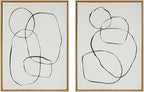 Kate and Laurel Sylvie 871 Modern Circles and 869 Going in Circles Framed Linen Textured Canvas Wall Art Set by Teju Reval of SnazzyHues, 2 Piece Set 28x38 Natural, Modern Abstract Art for Wall