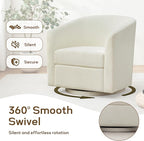 Chenille Swivel Accent Chairs Set of 2, No Assembly Upholstered Armchair, 360° Rotating Barrel Chairs for Living Room, Bedroom, Apartment & Reading Nook (2, Cream White)