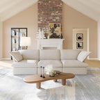 JACH 122.82" Cloud Couch Sectional for Living Room, Modular 3 Seats Sofas, Convertible Sectional Couches, Cushion Covers Removable, Two Corners and One Middle Sofa for Living Room (Beige)