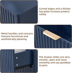 LEYAOYAO Fluted 5 Drawers Dresser for Bedroom, 34" Tall Modern Chest of Drawers with Metal Handle, Curved Profile Design,Navy Blue Wood Drawer Organizer for Bedroom, Living Room, Hallway, Entryway