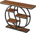 Tribesigns 47.24" Entryway Table, Industrial 5-Tier Console Sofa Table with Multiple Storage Shelves, Narrow Wood Accent Long Tables with Metal Frame for Small Spaces, Hallway, Foyer, Rustic Brown