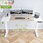 Radlove Dual Motor Height Adjustable Standing Desk, 63 x 30 Height Adjustable Computer Desk Sit Stand Desk Home Office Desks with Splice Board 265 lb Load Capacity White Frame + White Top