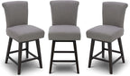 CHITA 26 Inch Counter Height Swivel Bar Stools Set of 3, FSC Certified Modern Fabric Swivel Barstool Chair with Back, Flint Grey