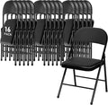 SEALAMB 16 Pack Black Folding Chairs with Padded Seats & Cushion, Durable Metal Foldable Chairs for Wedding Party, Commercial Chairs for Office School Church Events, 330lb Capacity (Black-PU, 16 Pack)