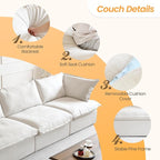 JACH Modern Modular Cloud Sectional Couch, 3 Seat Comfy Convertible Sectional Sofas Couches, Cushion Covers Removable, Two Corners and One Middle Sofa for Living Room (White)