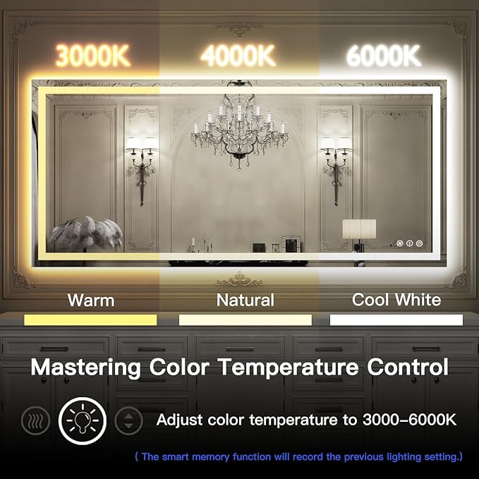 ISKM 44'' x 36'' LED Mirror for Bathroom Lighted Vanity Mirror for Wall Front Lights + Backlit LED Bathroom Mirror Anti-Fog Tempered Glass ETL Listed