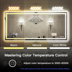 ISKM 44'' x 28'' LED Mirror for Bathroom Lighted Vanity Mirror for Wall Front Lights + Backlit LED Bathroom Mirror Anti-Fog Tempered Glass ETL Listed