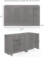 Crosley Furniture Essen 3-Piece Modern Glass Door Sideboard Buffet Cabinet and Kitchen Storage Pantry Set, Black
