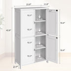 Nuturelly Bathroom Floor Storage Cabinet, Bathroom Organizers and Storage with Top Board & Metal Handles for Kitchen, White
