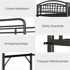 Metal Loft Bed Twin Size, Twin Loft Bed with Bedside Caddy, Convertible Ladder & Full-Length Guardrails, Space-Saving & Noise Free Design, No Box Spring Needed, Loftbed Frame for Teens Adults