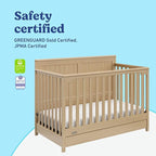 Graco Hadley 5-in-1 Convertible Crib with Drawer (Driftwood) – GREENGUARD Gold Certified, Fits Standard Crib Mattress, Converts to Toddler Bed, Daybed and Full Bed, 4 Adjustable Mattress Heights