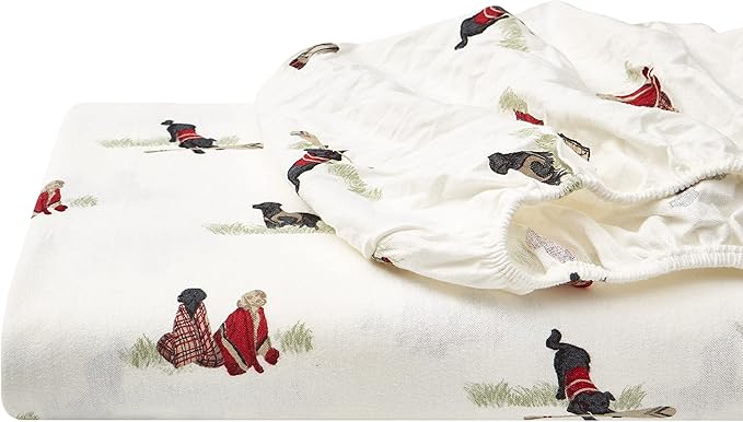 Eddie Bauer - Flannel Sheets Queen Size, Anti-Pilling & Wrinkle Resistant Cotton, Touchably Soft for All-Season Comfort - Bed Sheets with Matching Pillowcases & Fitted Sheet (Retriever Adventures)
