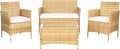 SAFAVIEH Outdoor Collection Bandele Natural/White Cushion 4-Piece Conversation Patio Set PAT7506D