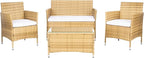 SAFAVIEH Outdoor Collection Bandele Natural/White Cushion 4-Piece Conversation Patio Set PAT7506D