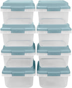 Hefty HI-RISE 18 Qt Plastic Storage Bins with Lids, 8 Pack Clear Stackable Containers with Secure Latching Handles, Under Bed Storage Boxes for Clothes, Shoes, Toys, Closet Organization