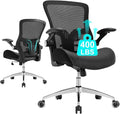 Big and Tall Office Chair, 400lbs Ergonomic Desk Chair with Wide 3D Modeling Foam Seat Cushion Mesh Computer Chair with Lumbar Support, Heavy Duty Executive Task Chair for Home Office, Black