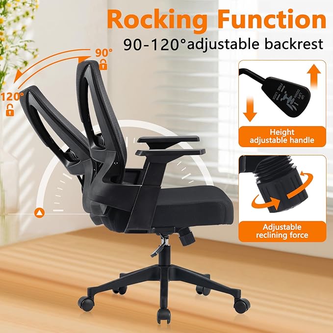 CLATINA 500lbs Big and Tall Office Chair Heavy Duty Mesh Ergonomic Computer Chairs with Adjustable Lumbar Support and Wide Comfy Seat for Home Office Conference Heavy People, Black