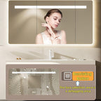 40in Elegant Modern Luxury Bathroom Vanity with Sink - Wall Mounted Solid Wood Cabinet & Smart LED Defogging Mirror | Single Sink Bathroom Cabinets