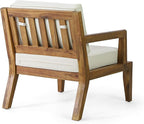 Christopher Knight Home Rossville Outdoor Club Chairs, Teak Finish + Beige