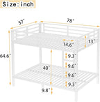 Bellemave Full Over Full Bunk Bed for Adults, Full Size Bunk Beds Frame with Build in Ladder and Full Length Guardrail, Easy Assemble Bunkbeds, Noise Reduced, Mattress Not Included, White