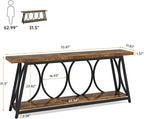 Tribesigns 2 Tiers Narrow Entryway Console Table, 71-Inch Long Industrial Wooden Sofa Table Behing The Couch with Storage Shelf and Metal Frame for Lving Room, Entrane, Hallway, Brown & Black